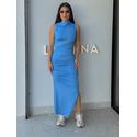 Vestido Midi Franzido Suplex Azul