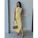 Vestido Midi Franzido Suplex Amarelo