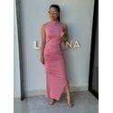 Vestido Midi Franzido Suplex Rosa