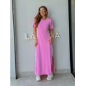 Vestido Manguinha Listra Rosa Barbie