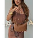 Bolsa Couro Zíper Caramelo