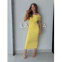 Vestido Canelado Ombro a Ombro Mariah Amarelo