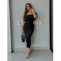 Vestido Canelado Ombro a Ombro Mariah Preto