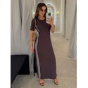 Vestido Manguinha Listra Café