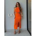 Vestido Canelado Zuri Laranja 