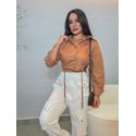 Camisa Cropped Tricoline Avelã