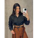 Camisa Cropped Tricoline Preta