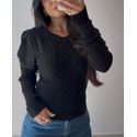 BLUSA TRICOT DETALHES PRETA