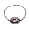 Colar Feminino Esfera Oval Martelado Prata