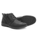 Bota Masculina com zíper Couro Preto Leveterapia