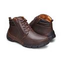 Bota Masculina Conforto Couro Zíper Café Leveterapia