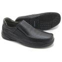 Sapato Casual em couro Preto com elástico Leveterapia 