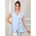 Regata Brenda Linho Italiano Azul Bebe