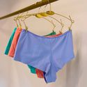 KIT CALCINHA MICROFIBRA HOT PANTS FIO DUPLO - COM 03 PEÇAS - VERDE/LILAS/PESSEGO