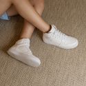 Tênis Feminino Casual Joy Em Couro Branco