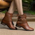 Bota/Coturno Feminina Kader Woman Couro Confort Caramelo