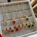 Conjunto de coração com pedra em zircônia 