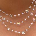 chocker de perola com borboleta de cristal 