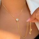 Colar Gravatinha de coração na zircônia 