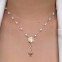 Colar de perolas nossa senhora com espirito santo 