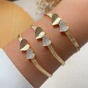Pulseira de fita com coração cravejado e liso 