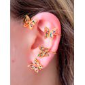 Brinco Ear Cuff De Borboleta Cravejada o Par Luxo