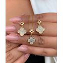 Conjunto de trevo cravejado