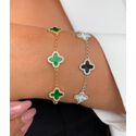 Pulseira trevo dourada cravejada