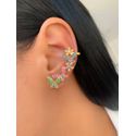 Brinco Ear Cuff Com Borboletas Coloridas