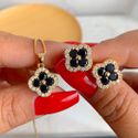 Conjunto colar e brinco de trevo