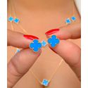Conjunto de trevo chocker, colar e brinco