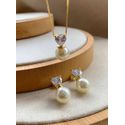 Conjunto De Pérola Com Zircônia Em coração 