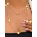 Conjunto trevo colar alongado 
