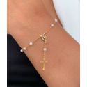 Pulseira De Terço com pérolas