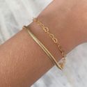 Pulseira dupla de malha com coração vazado 