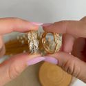 Brinco de argola com folhagem cravejada 