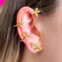 Brinco Ear Cuff De Folhas Cravejadas (par)