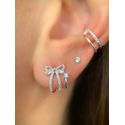 Brinco laço ear hook cravejado PRATA 925