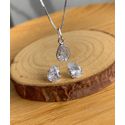 Conjunto Gota Ponto de Luz prata 925