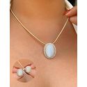 Conjunto redondo com pedra olho de gato LUXO