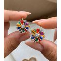 Brinco Argolinha Com Flor Colorida