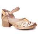 Sapato Boneca J.gean Salto Grosso Em Couro Cor Bege
