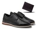 Sapato Casual Torino em Couro - Preto + Brinde Porta Cartão