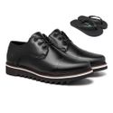 Sapato Casual Java Em Couro - Preto E L + Chinelo Brinde