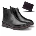 Bota Chelsea Londres em Couro - Preto + Brinde Porta Cartão