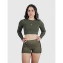 Cropped Luna Usup Verde Militar Poliamida Uv 50+ Manga Longa 