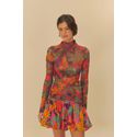 Blusa Gola Tule Floral Tropical Estampado