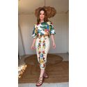 Saia Midi Reta Tropicalzinho Estampado