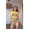 Short Pera Chic Laranja Estampado