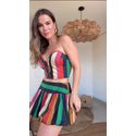 Short Saia Listra Onda Estampado